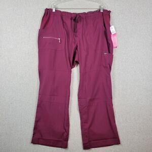 NWT KOI Lite Performance Stretch Wine Elastic Waist Scrubs Women's Petite 2X